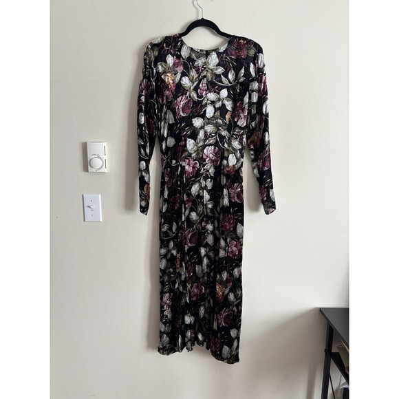 VTG‎ 90s Y2K Starina Dress Size 4 Small VELVET Floral Black Stevie Nicks Whimsy - Picture 5 of 5